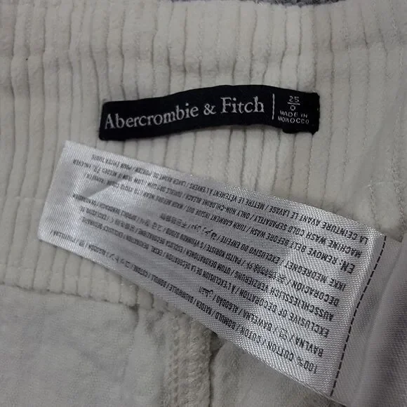 Abercrombie & Fitch Women's 25/0 (26x25) Pants Corduroy High Waisted White - Picture 4 of 10